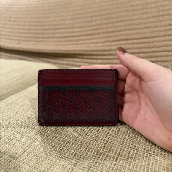 Gucci Burgundy/Red Card Holder - Picture 1 of 4